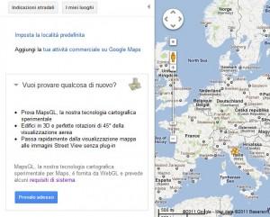 Nuova funzione WebGL in Google Maps